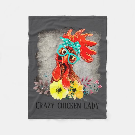 Funny Crazy Chicken Lady Word Art  Fleece Deken (Voorkant)