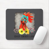 Funny Crazy Chicken Lady Word Art  Muismat (Met muis)