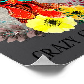 Funny Crazy Chicken Lady Word Art  Poster (Hoek)