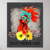 Funny Crazy Chicken Lady Word Art  Poster (Voorkant)