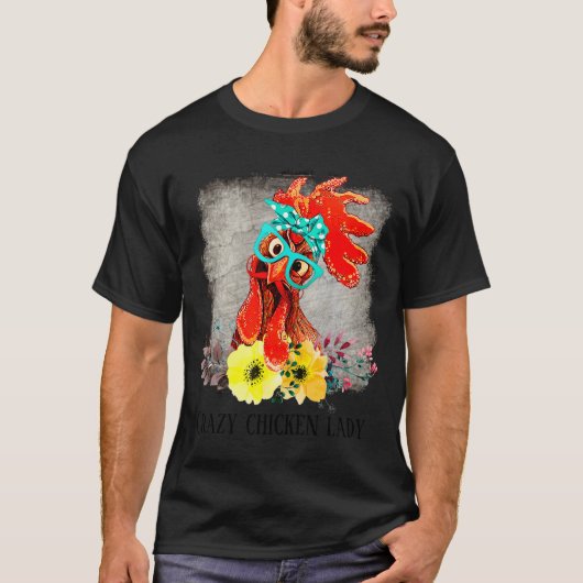 Funny Crazy Chicken Lady Word Art  T-shirt (Voorkant)