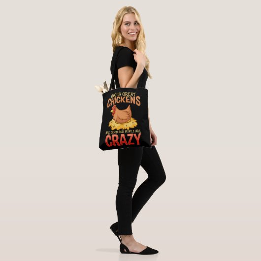 Funny Crazy Chicken Lover Gift Hen Humor Tote Bag (Op model)