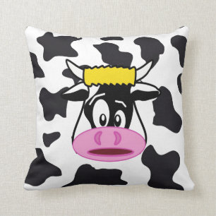 Funny Crazy Cow Bull op Dairy Cow Print Pattern Kussen