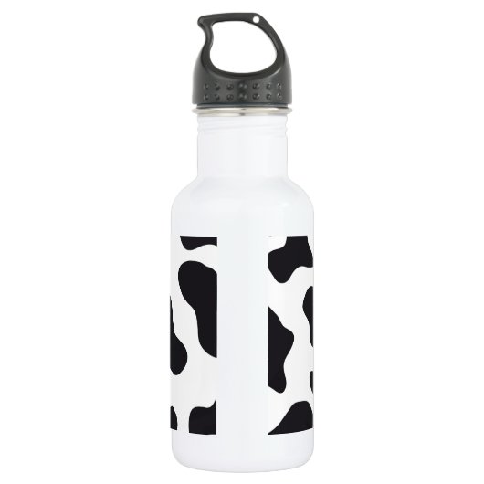 Funny Crazy Cow Bull op Dairy Cow Print Pattern Waterfles (Achterkant)