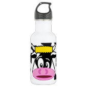 Funny Crazy Cow Bull op Dairy Cow Print Pattern Waterfles (Voorkant)