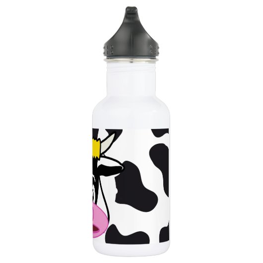Funny Crazy Cow Bull op Dairy Cow Print Pattern Waterfles (Rechts)