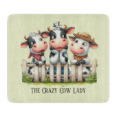 Funny crazy cow lady customizable snijplank (Voorkant)