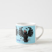 Funny crazy crow raven cartoon illustration espresso kop (Rechts)