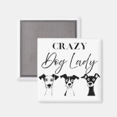 Funny Crazy Dog Lady Magneet (Voorkant / Achterkant)
