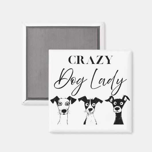 Funny Crazy Dog Lady Magneet (Voorkant / Achterkant)