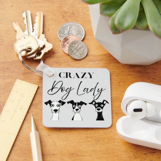Funny Crazy Dog Lady Sleutelhanger (Bureau)
