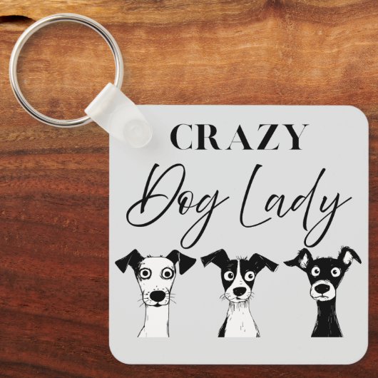 Funny Crazy Dog Lady Sleutelhanger (Voorkant)