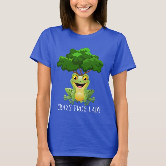 Funny Crazy frog lady voegt tekst toe T-shirt (Voorkant)
