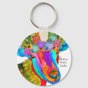 Funny Crazy Goat Lady Goat Sleutelhanger