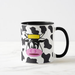 Funny Crazy Koe Bull op Dairy Koe Print Pattern Mok