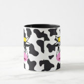 Funny Crazy Koe Bull op Dairy Koe Print Pattern Mok (Midden)