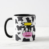 Funny Crazy Koe Bull op Dairy Koe Print Pattern Mok (Links)