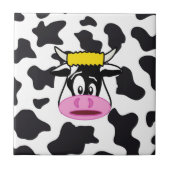 Funny Crazy Koe Bull op Dairy Koe Print Pattern Tegeltje (Voorkant)