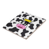 Funny Crazy Koe Bull op Dairy Koe Print Pattern Tegeltje (Zijkant)