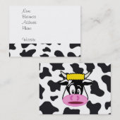 Funny Crazy Koe Bull op Dairy Koe Print Pattern Visitekaartje (Voorkant / Achterkant)