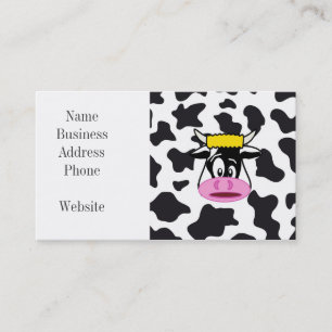 Funny Crazy Koe Bull op Dairy Koe Print Pattern Visitekaartje