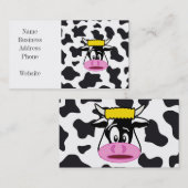 Funny Crazy Koe Bull op Dairy Koe Print Pattern Visitekaartje (Voorkant / Achterkant)