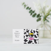 Funny Crazy Koe Bull op Dairy Koe Print Pattern Visitekaartje (Staand voorkant)
