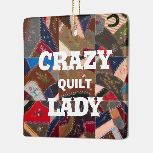Funny "Crazy Quilt Lady" Aangepast patchwork Quilt Keramisch Ornament (Links)