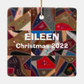 Funny "Crazy Quilt Lady" Aangepast patchwork Quilt Keramisch Ornament (Achterkant)