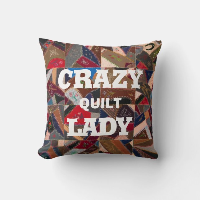 Funny "Crazy Quilt Lady"  Patchwork Quilt Kussen (Voorkant)