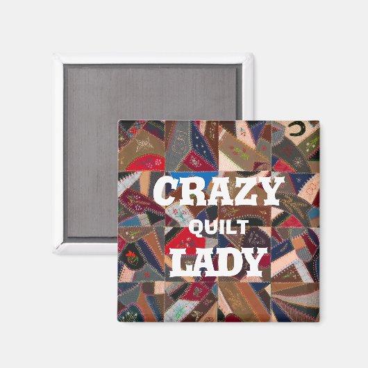 Funny "Crazy Quilt Lady"  Patchwork Quilt Magneet (Voorkant / Achterkant)