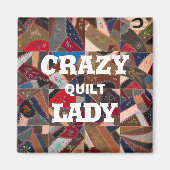 Funny "Crazy Quilt Lady"  Patchwork Quilt Magneet (Voorkant)