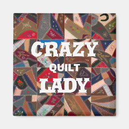 Funny "Crazy Quilt Lady" Patchwork Quilt Magneet