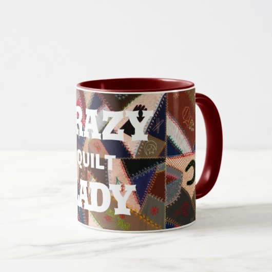 Funny "Crazy Quilt Lady"  Patchwork Quilt Mok (Voorkant rechts)