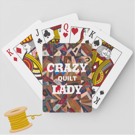 Funny "Crazy Quilt Lady"  Patchwork Quilt Pokerkaarten