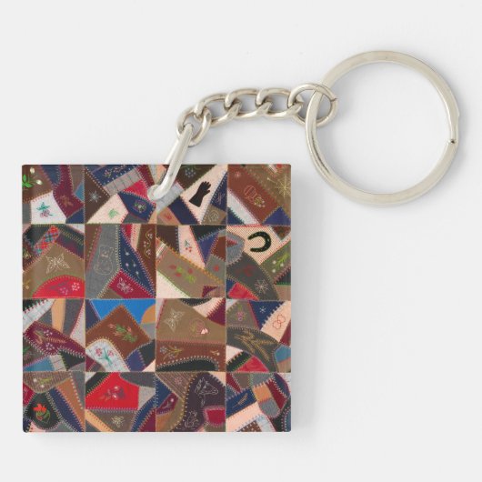 Funny "Crazy Quilt Lady" Patchwork Quilt Sleutelhanger (Achterkant)