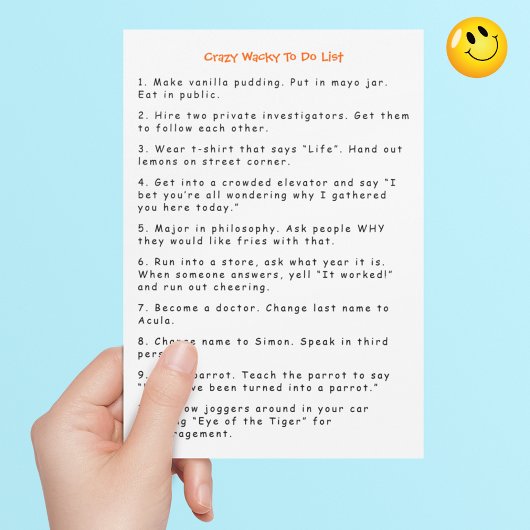 Funny Crazy Wacky geeft ideeën om Humor te vermeld Kaart