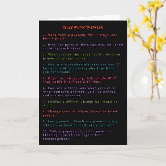 Funny Crazy Wacky Pranks om Humor LOL Fun te catal Kaart (Gele Bloem)