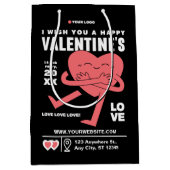 Funny Cream White Red Modern Valentijnsdag Medium Cadeauzakje (Voorkant)