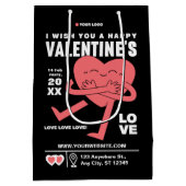 Funny Cream White Red Modern Valentijnsdag Medium Cadeauzakje (Achterkant)