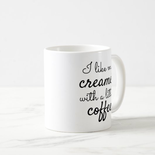 Funny Creamer met een klein Coffee Black script Koffiemok (Voorkant rechts)