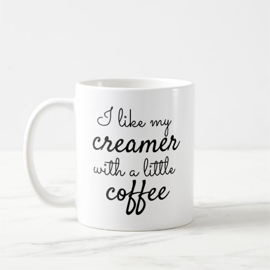 Funny Creamer met een klein Coffee Black script Koffiemok (Links)
