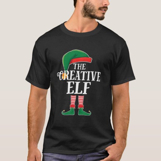 Funny Creative Elf Family Group Matching met Kerst T-shirt (Voorkant)