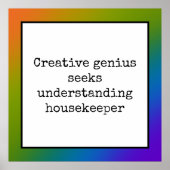 Funny Creative Genius Housekeeper Rainbow Poster (Voorkant)