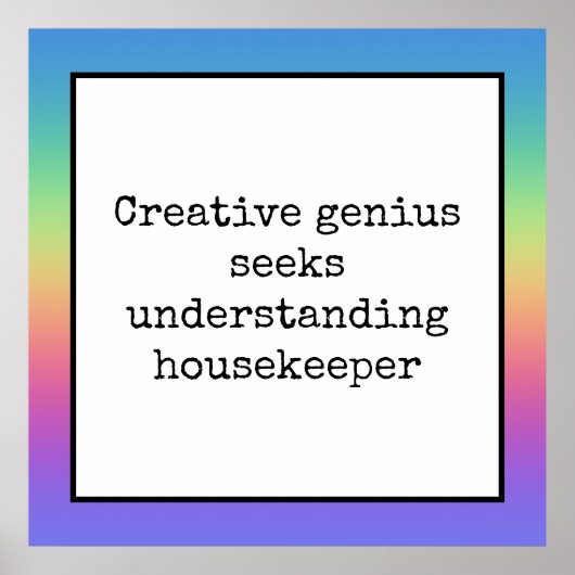 Funny Creative Genius Housekeeper Rainbow Poster (Voorkant)