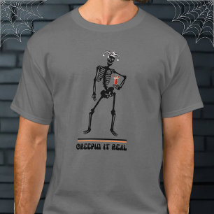 Funny Creepin It Echt Skelet Drink Halloween T-shirt