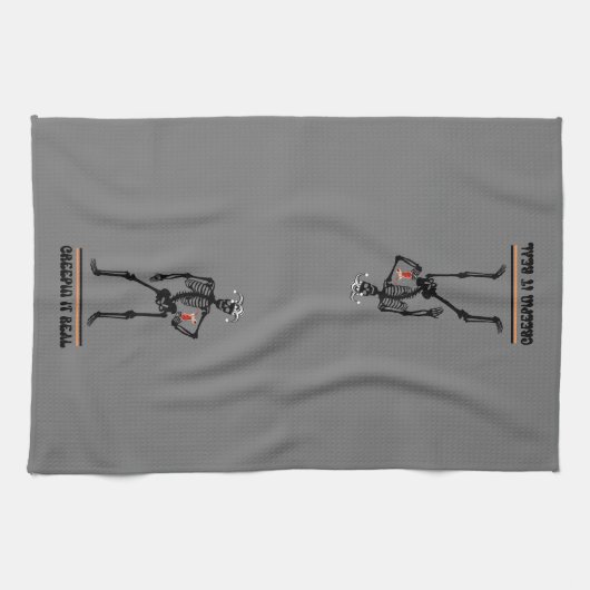 Funny Creepin It Echt Skelet Drink Halloween Theedoek (Horizontaal)