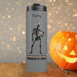 Funny Creepin It Echt Skelet Drink Halloween Thermosbeker
