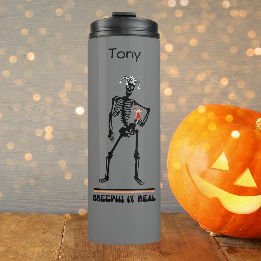 Funny Creepin It Echt Skelet Drink Halloween Thermosbeker