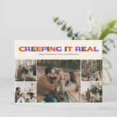 Funny Creeping It Real Halloween Photo Holiday  Feestdagenkaart (Staand voorkant)